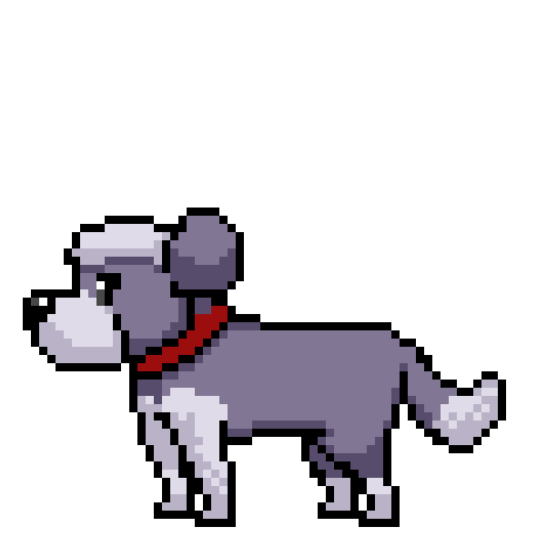 A cartoon dog walking in an endless loop